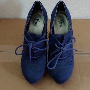Blue lace up heels